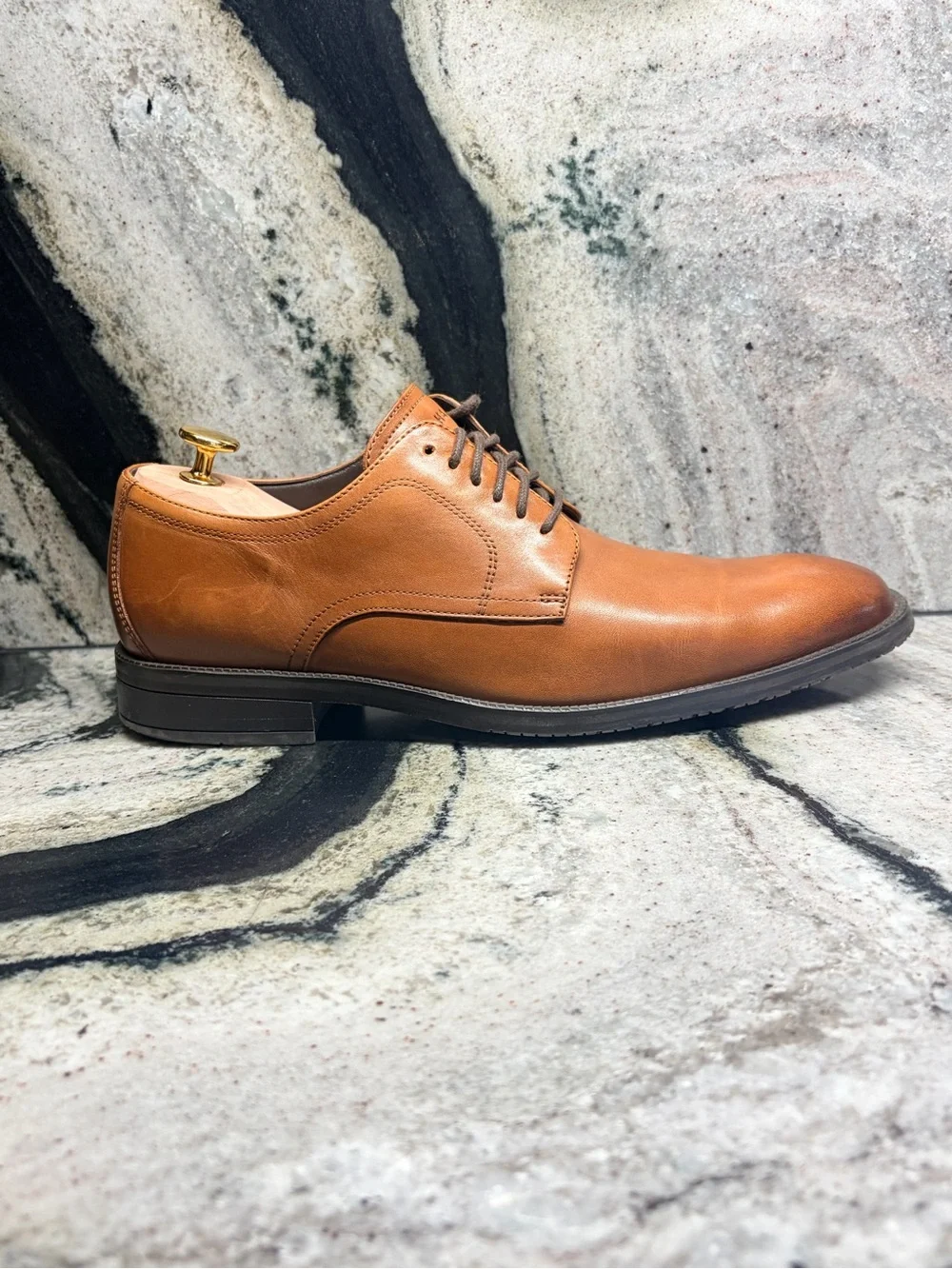 Cole Haan Men’s 9M Cognac Brown Leather Derby Oxford Dress Shoes